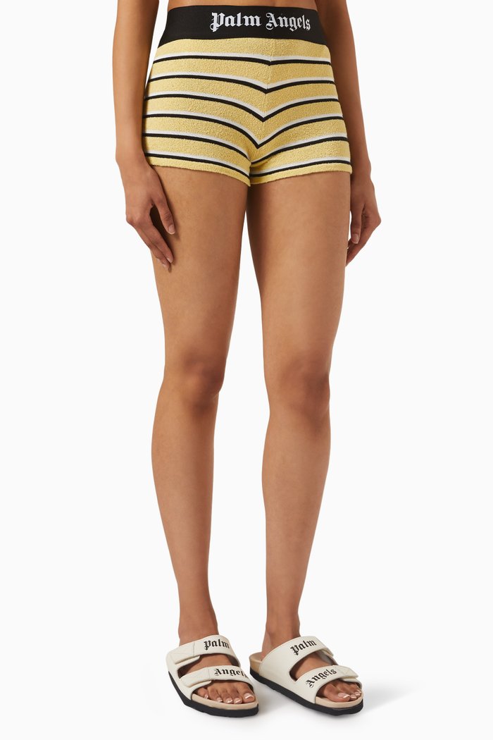 Stripe Logo Shorts in Knit, Yellow