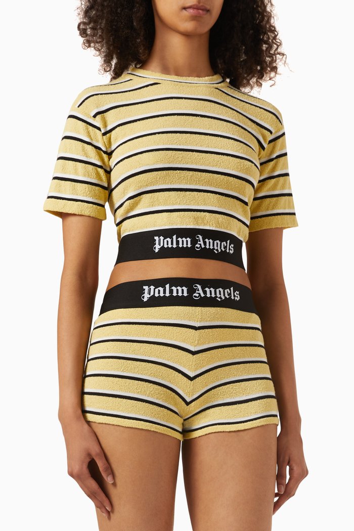 

Stripe Logo Crop Top in Knit, Yellow