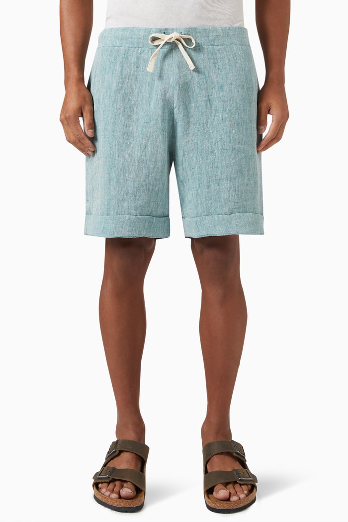

Elasticated Shorts in Linen, Blue