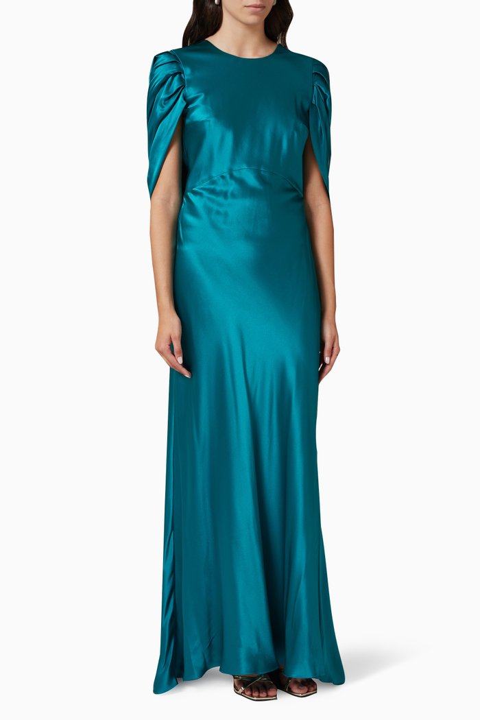 

Oriana Maxi Dress in Silk, Blue