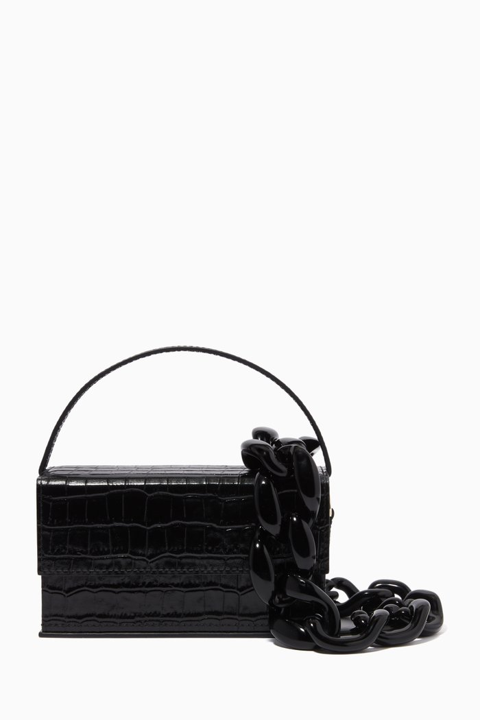 

Ida Medium Bag in Croc-embossed Leather, Black