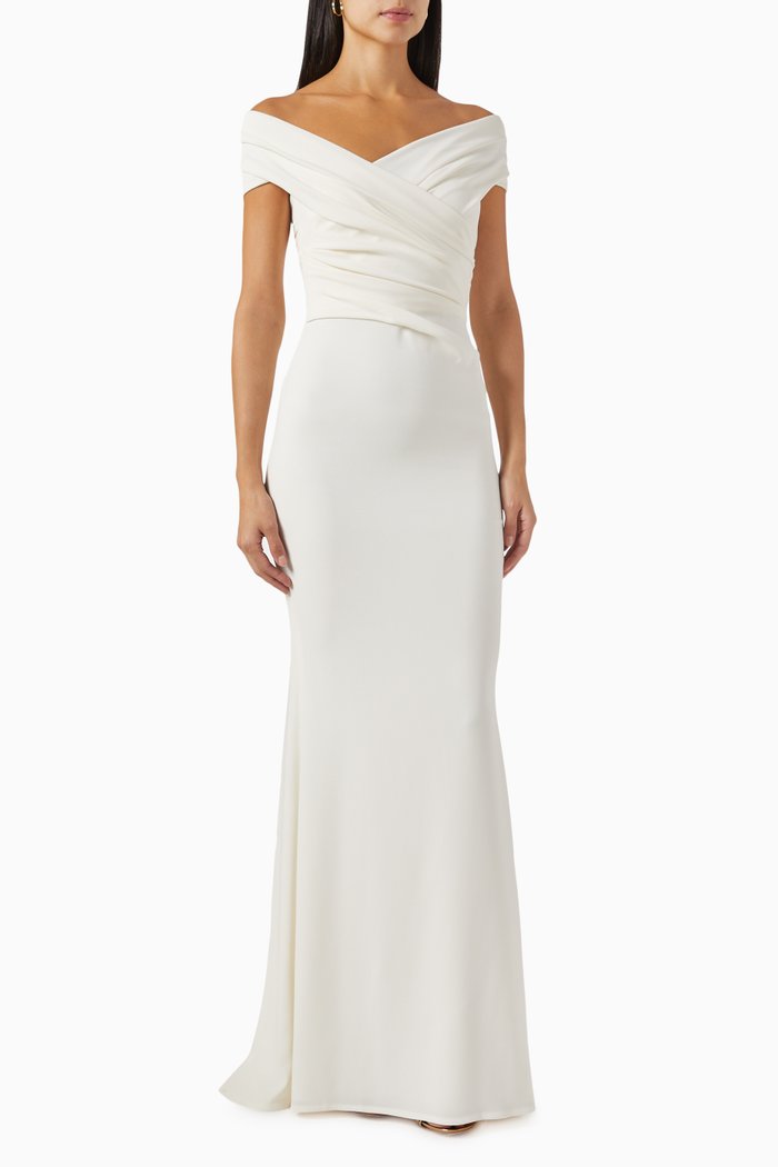 

Off-shoulder Gown in Stretch-crepe, Neutral