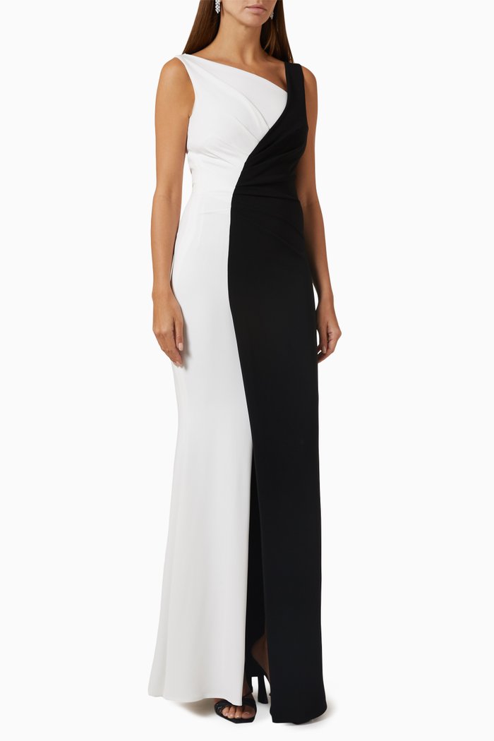 

Honor Colour-blocked Gown in Stretch-crepe, Black