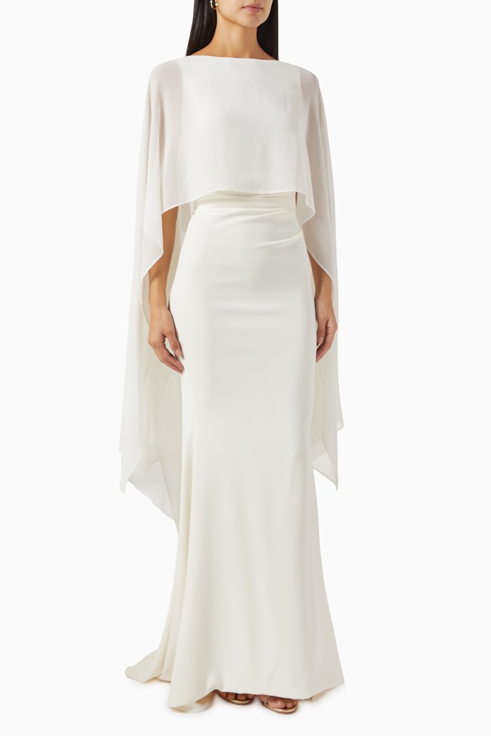 

Fortezza Cape Gown in Stretch-crepe, Neutral