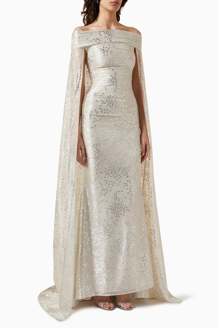

Evening Gown in Metallic Voile, Neutral