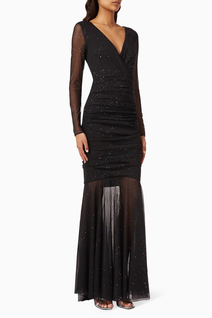 

Confetti Maxi Gown in Voile, Black