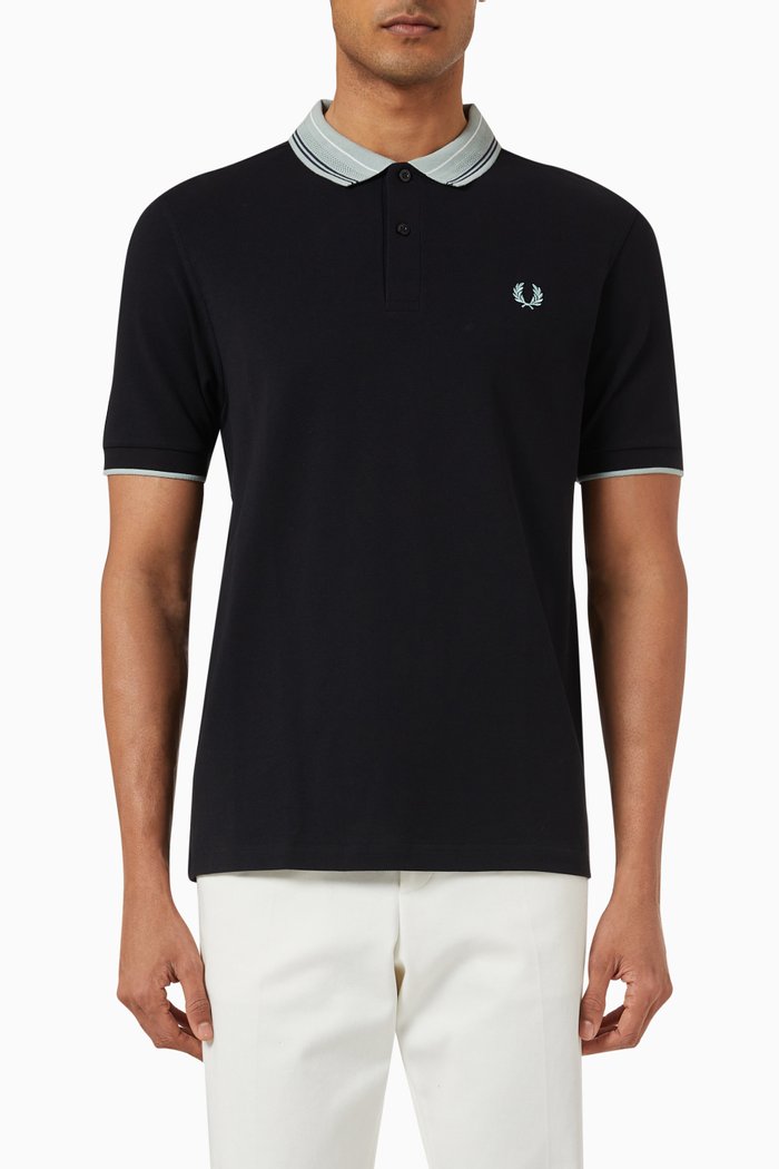 

Slim Fit Polo Shirt in Cotton Piqué, Black