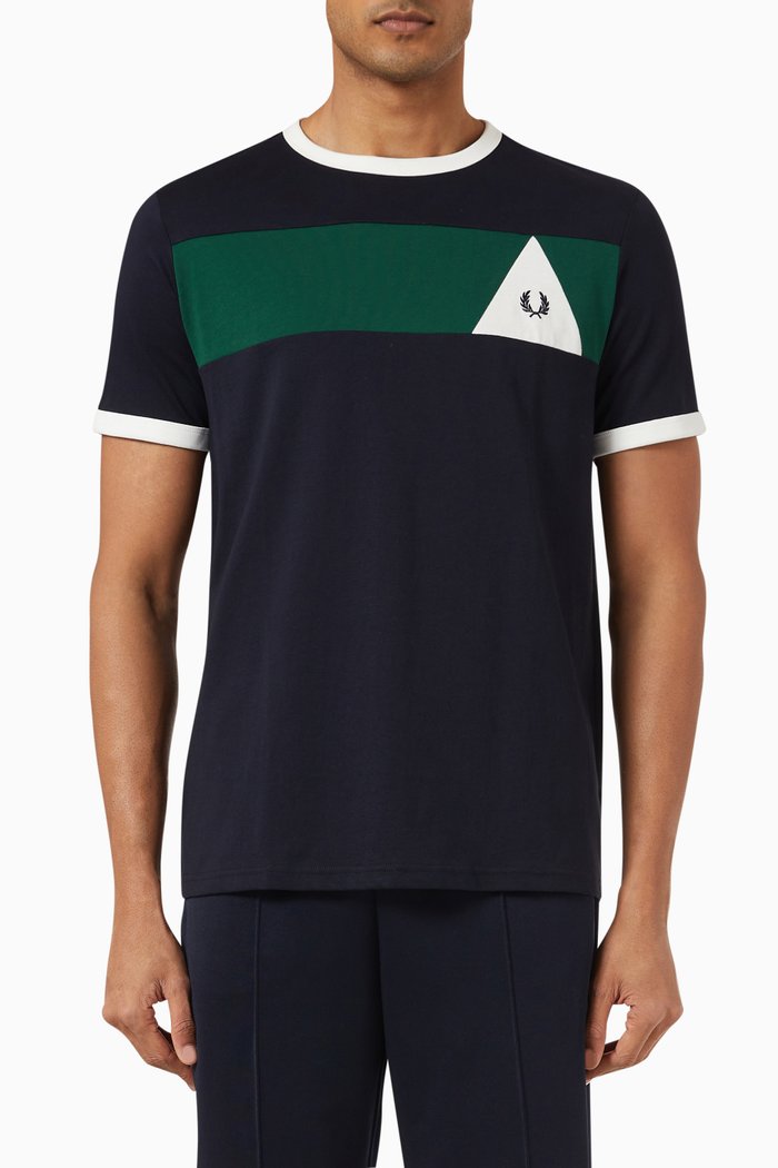 

Bold Panel T-shirt in Cotton Jersey, Blue