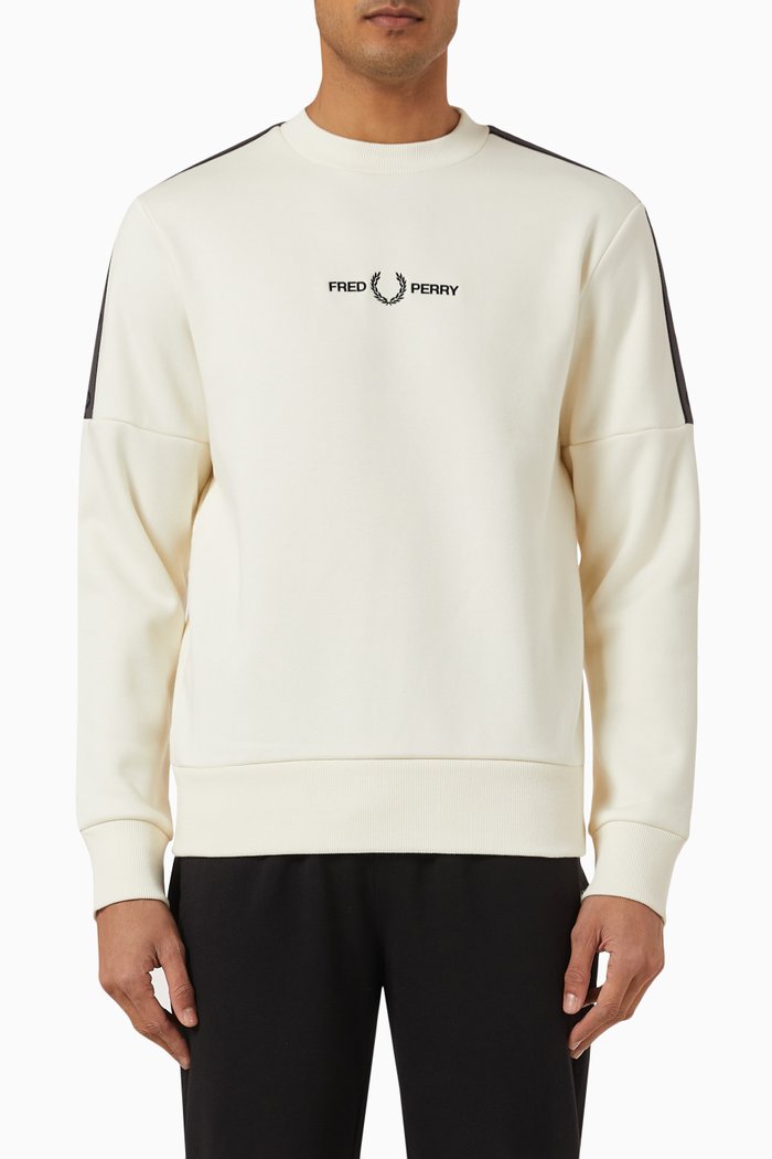 

Tape Sleeve Sweatshirt in Cotton-blend Jersey, White