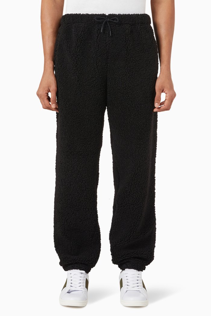 Track Pants in Borg Fleece, Black