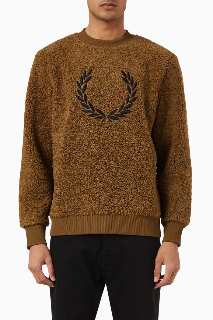 

Sweatshirt in Borg Fleece, Brown