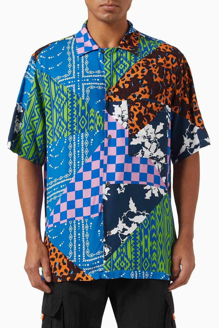 

Hawaiian Shirt in Viscose, Blue