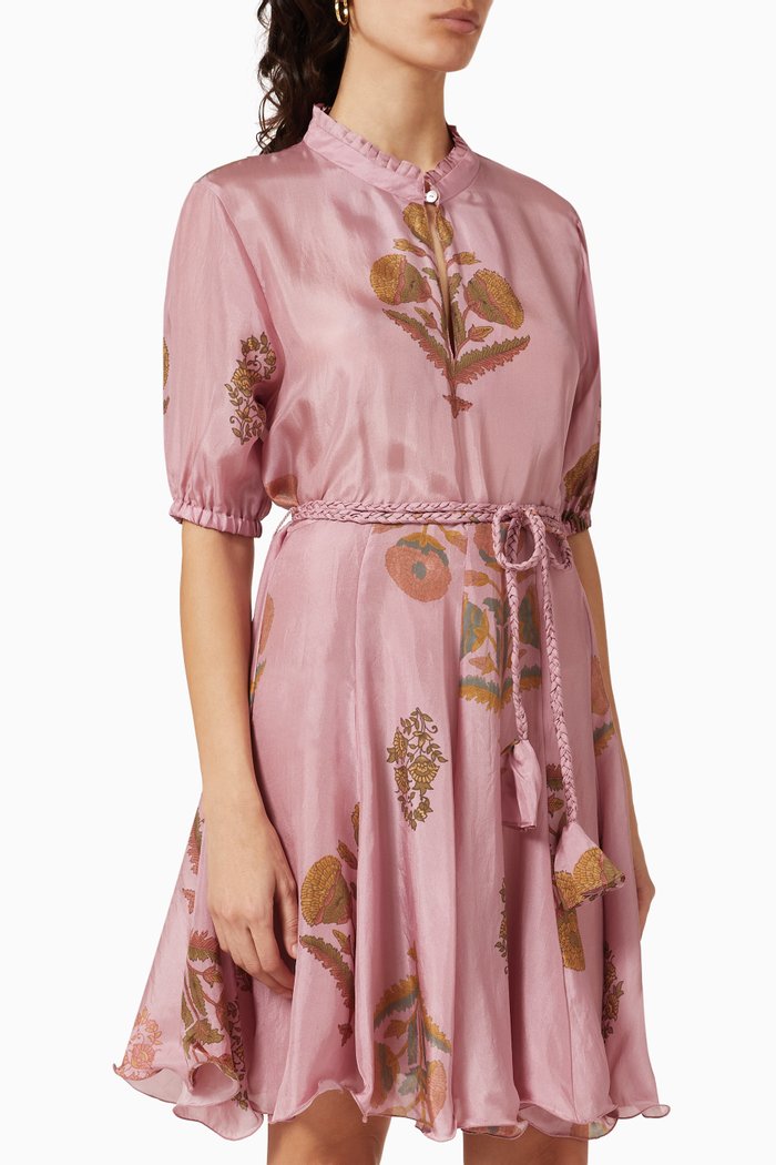 

Gaia Mini Dress in Silk, Pink