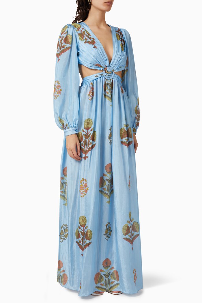 

Rio Maxi Dress in Silk, Blue