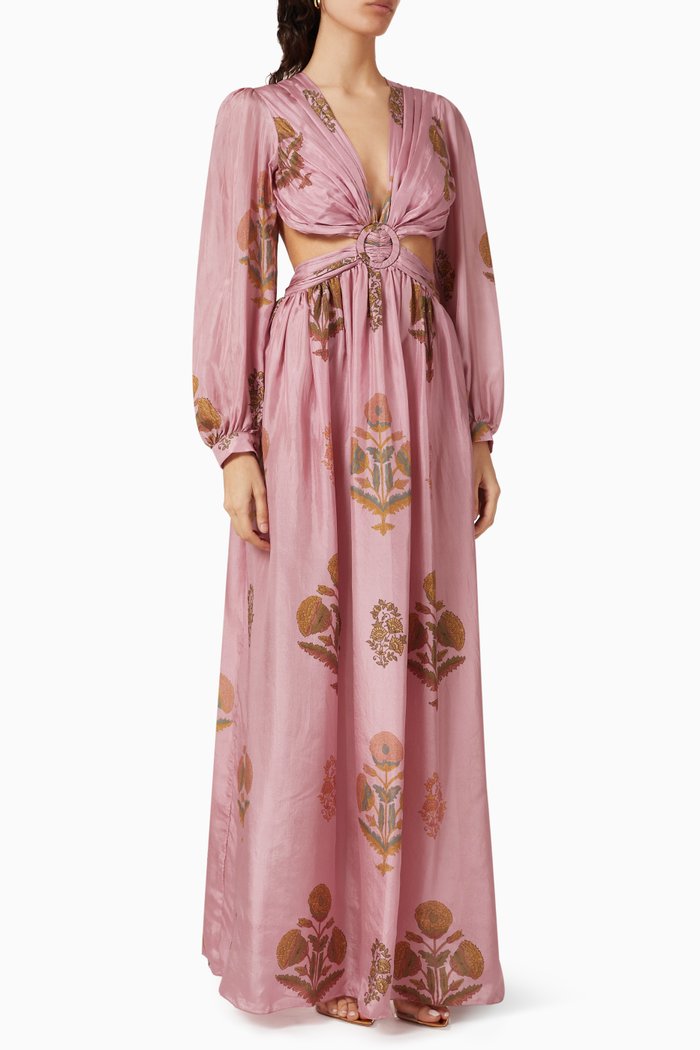 

Rio Maxi Dress in Silk, Pink