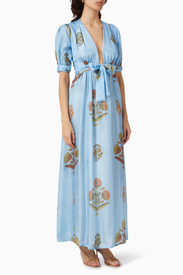 

Surya Maxi Dress in Silk, Blue