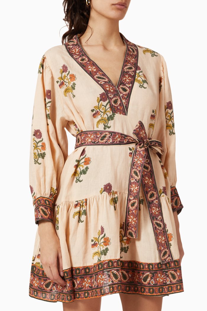 

Amala Mini Dress in Linen, Pink