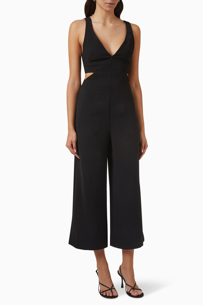 

Blair Jumpsuit in Textured Fabric, Black