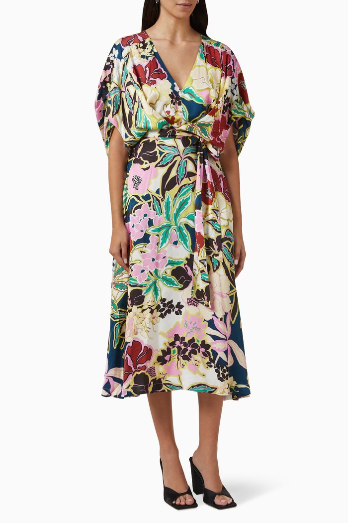 

Darcy Midi Dress in Floral Fabric, Multicolour