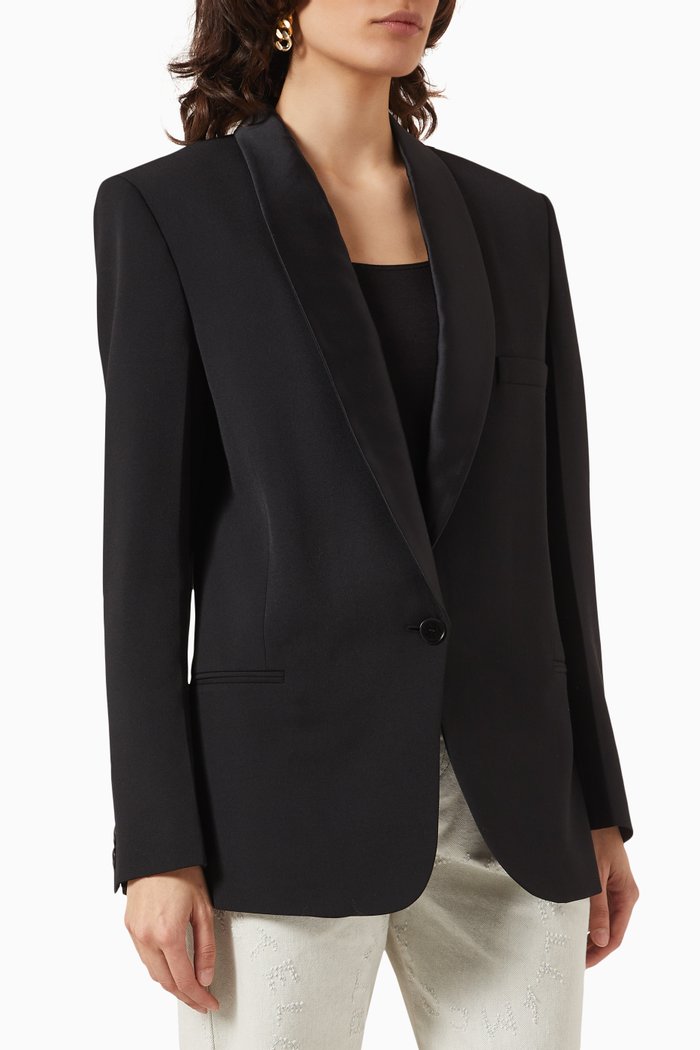 

Tuxedo Jacket in Wool Blend, Black