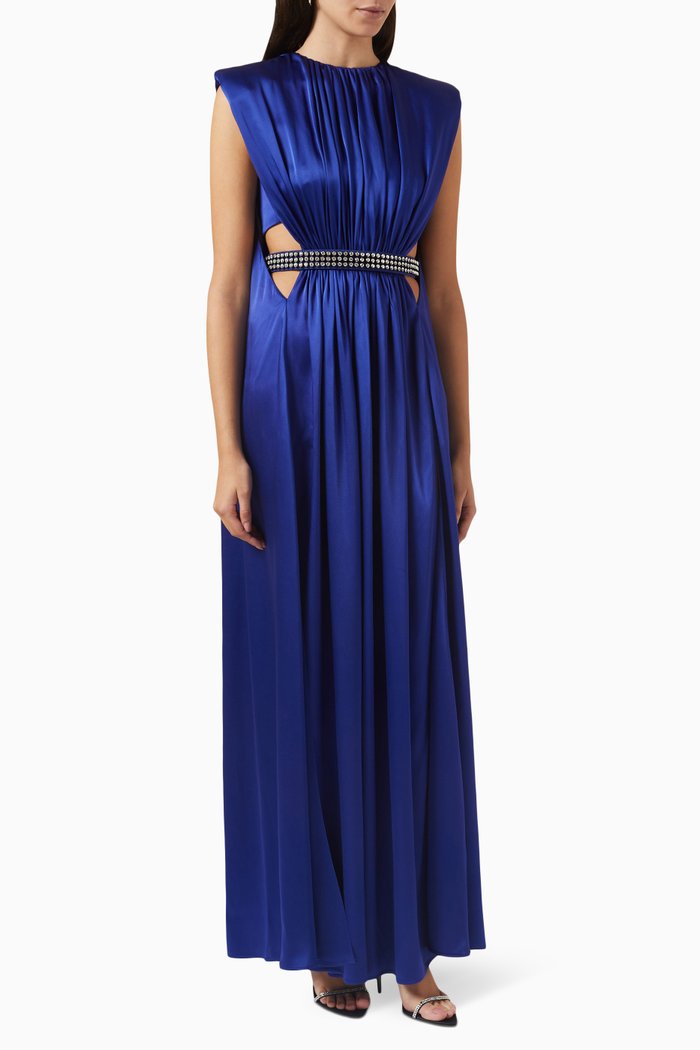 

Embellished Gown in Satin, Blue