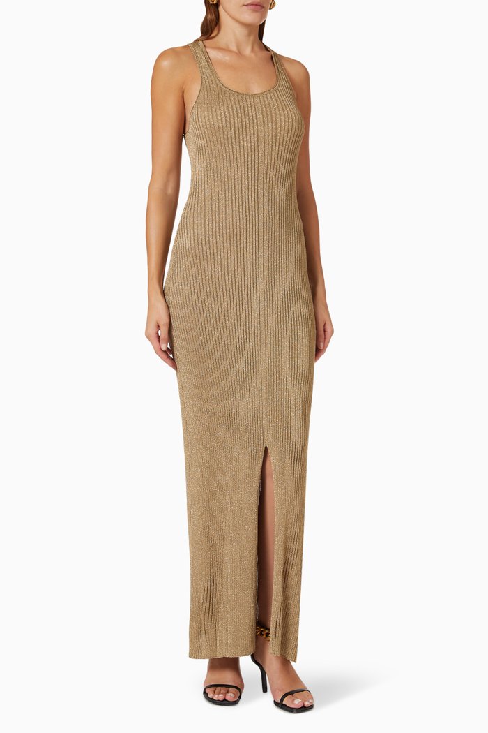 

Sparkle Ribbed Maxi Dress in Lurex-knit, Gold