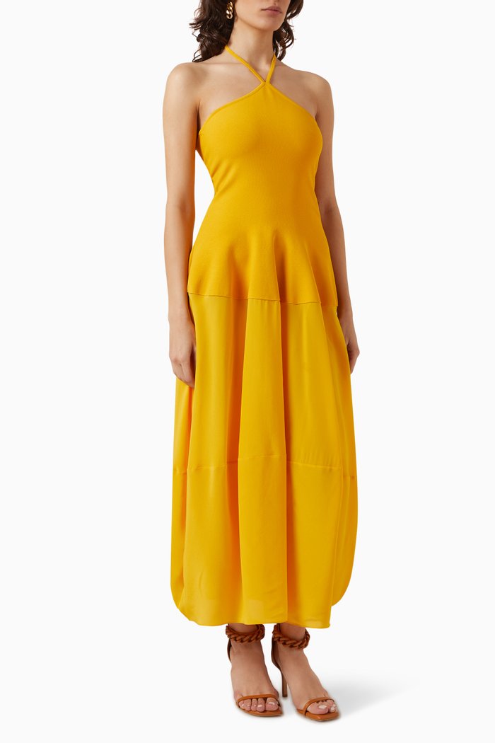 

Halterneck Dress in Knit, Yellow