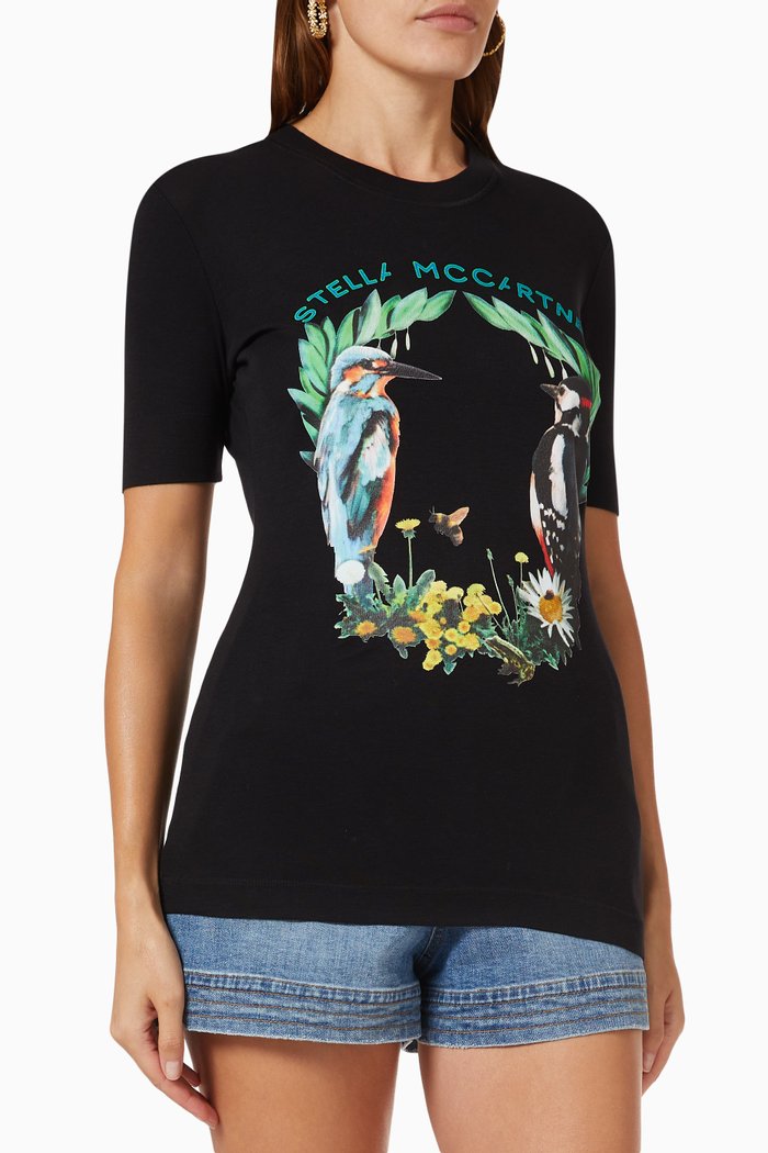 

Bird Crest T-shirt in Recycled Cotton-jersey, Black