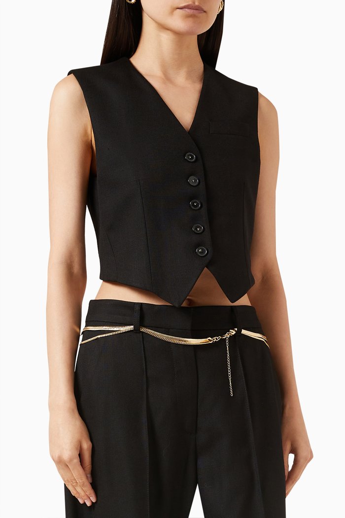 

Canvas Tailoring Gilet in Viscose, Black