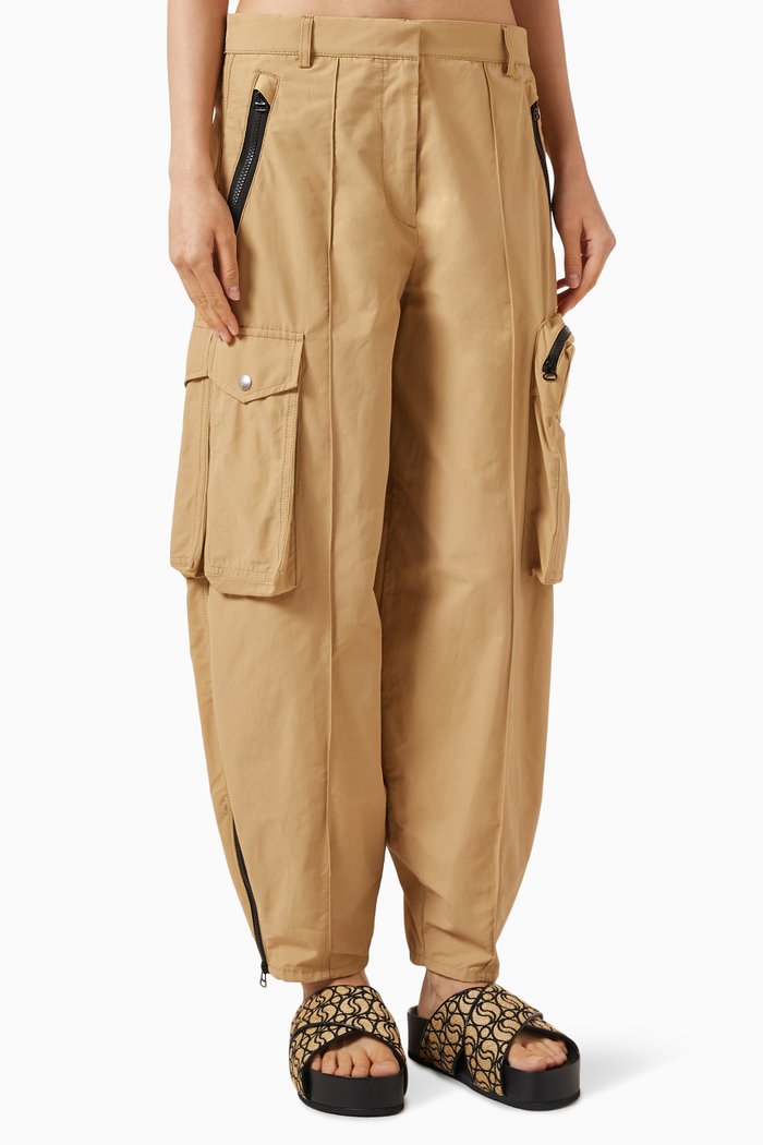 

Balloon-leg Cargo Pants in Organic Cotton-blend, Neutral