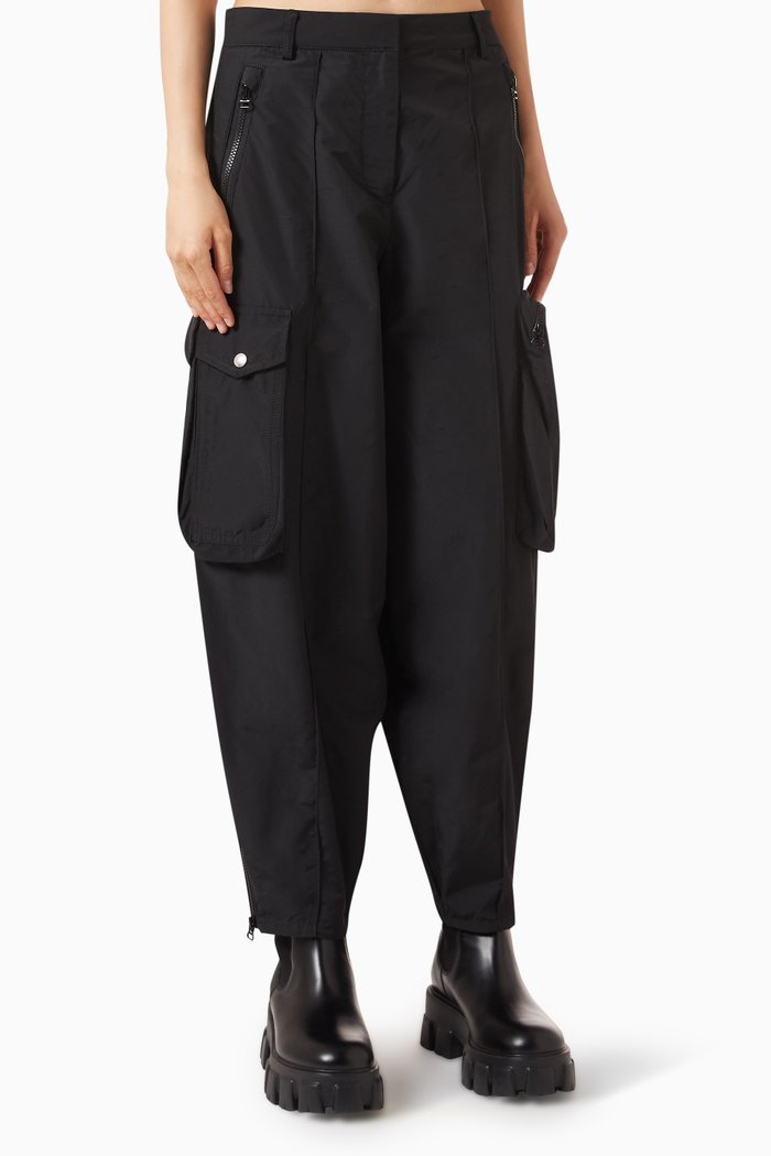 

Balloon-leg Cargo Pants in Organic Cotton-blend, Black