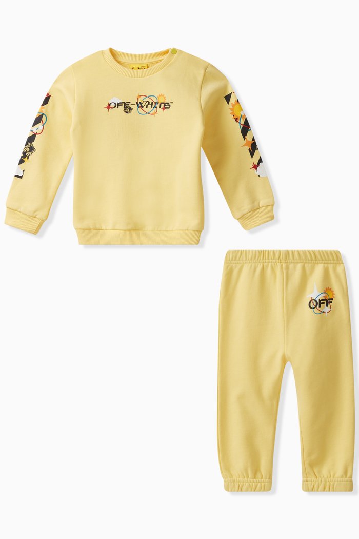 

Logo Print Sweatshirt and Pants, Set of Two, Yellow