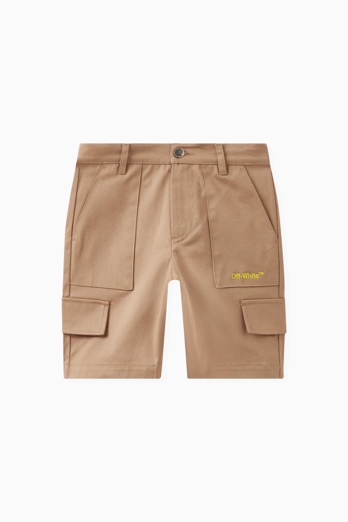 

Helvetica Diag Cargo Shorts in Cotton, Neutral