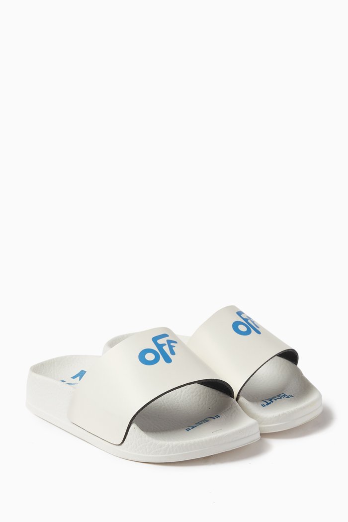 

Graphic Logo Print Rubber Slides, White