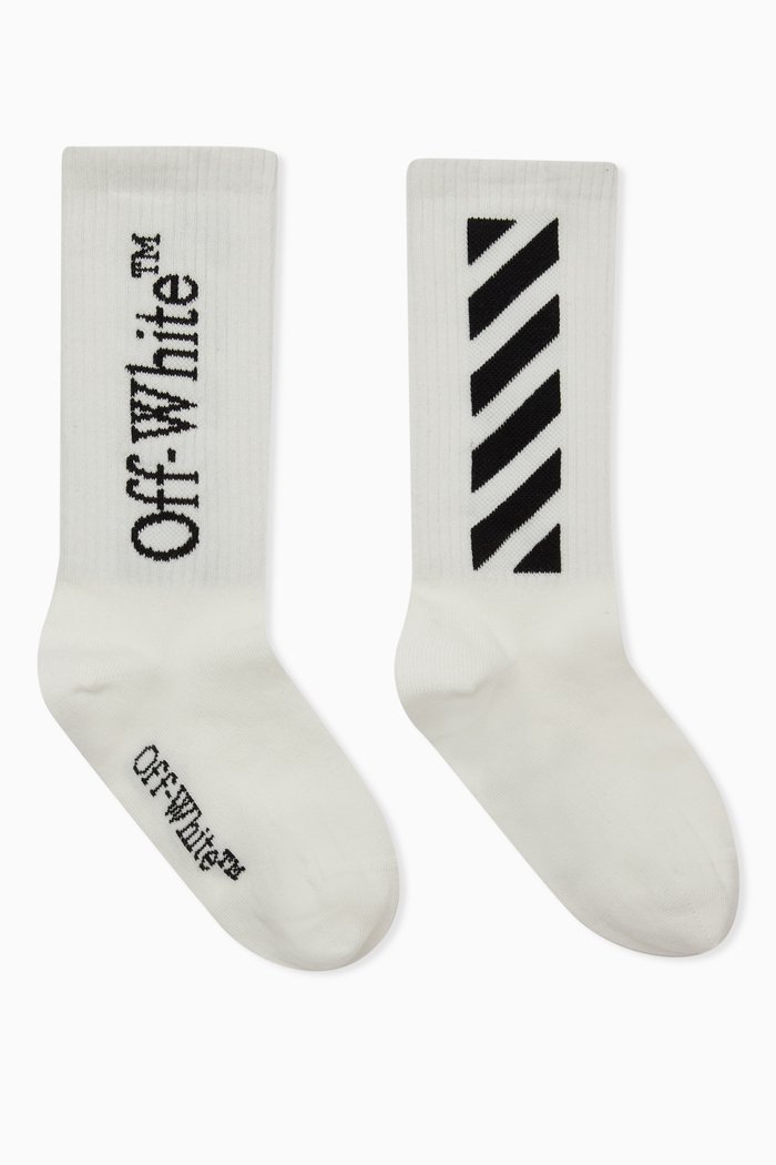 

Diag Socks in Cotton Blend Knit, White