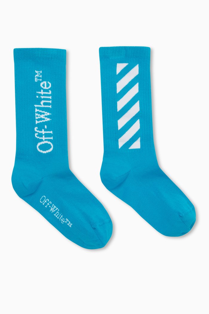 

Diag Socks in Cotton Blend Knit, Blue