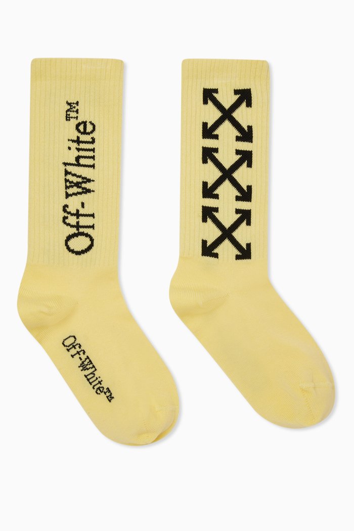 Arrow Socks in Cotton Blend Knit, Yellow
