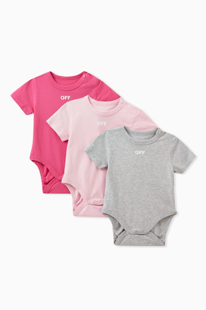 

Logo Print Bodysuits, Pack of Three, Multicolour