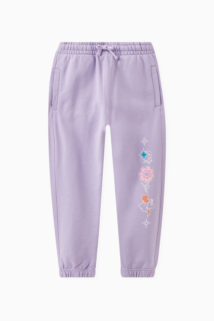 

Floral Detail Sweatpants in Cotton, Purple