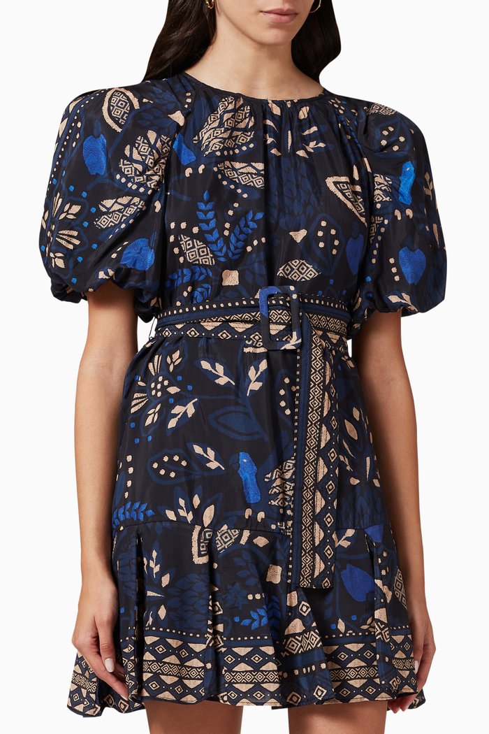 

Macaw Forest Mini Dress, Black