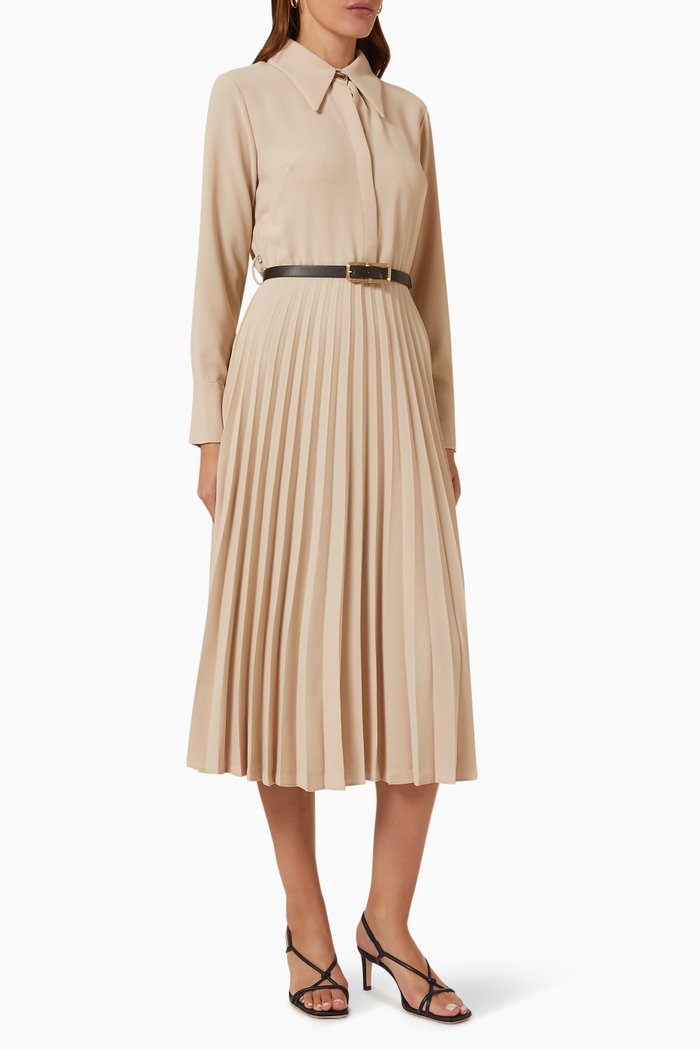 

Belted Midi Shirt Dress in Satin-crepe, Green