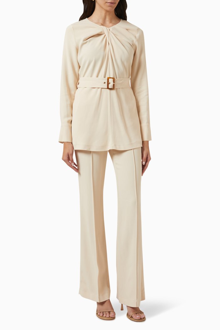 

Twist-front Belted Suit Set in Viscose, Neutral