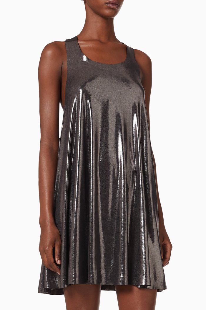 

Racer Swing Dress in Lamé, Silver