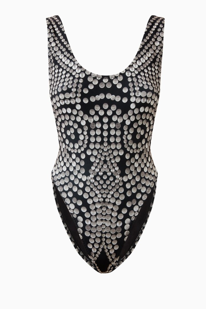 

Marissa Stud Printed One-piece Swimsuit in 4-way Poly Lycra, Multicolour