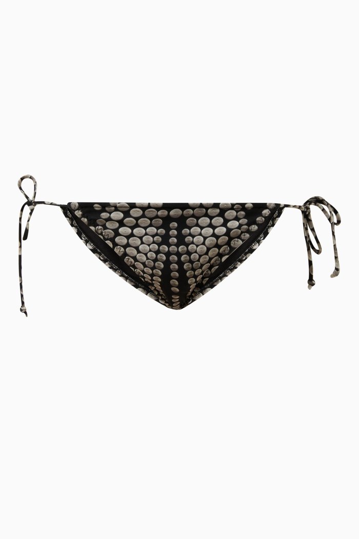 

String Stud Bikini Bottoms in Poly Lycra, Silver