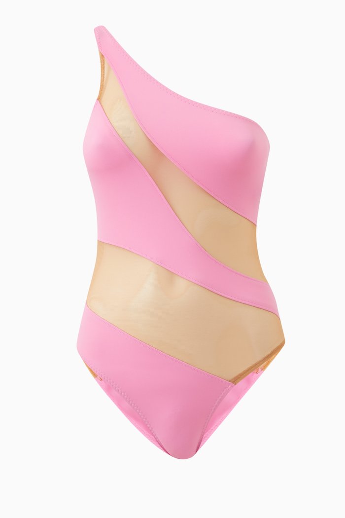 Snake Mesh Mio One-piece Swimsuit, Pink