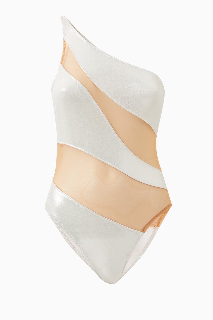 

Snake Mesh Mio One-piece Swimsuit, Silver
