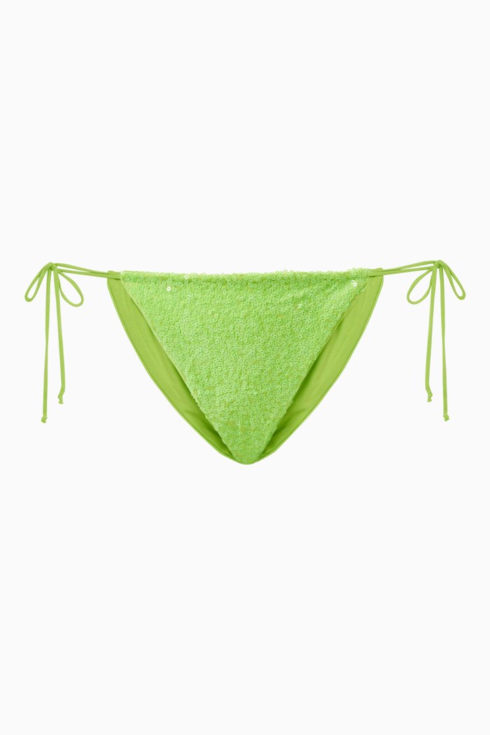 

Sequin String Bikini Bottom, Green