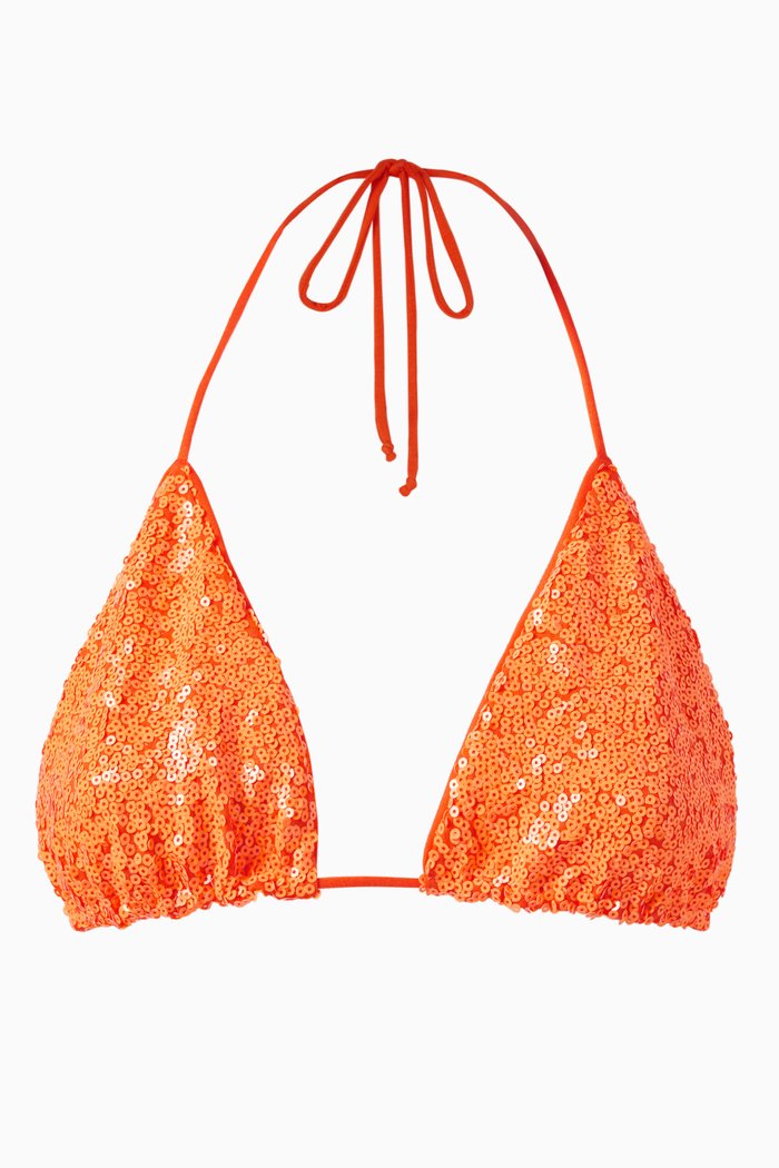 

Sequin String Bikini Top, Orange