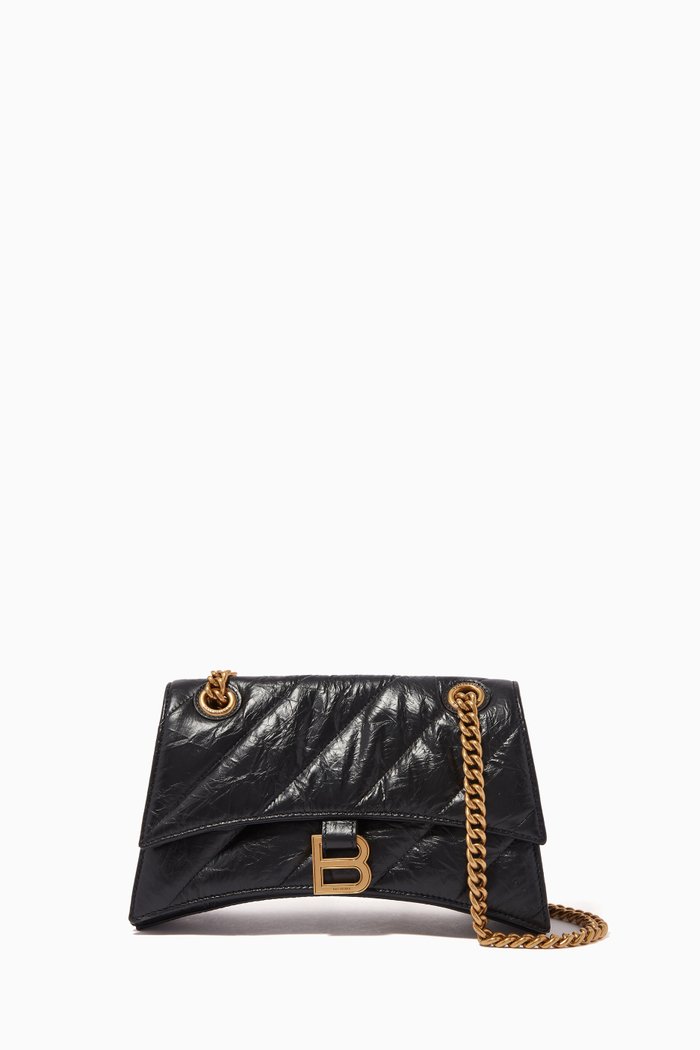 

Crush Small Chain Bag in Quilted Leather, Black